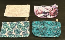 IPSY Glam Bag Makeup Bag Lot- 4 Bags Pink Green Purple Floral Leaves
