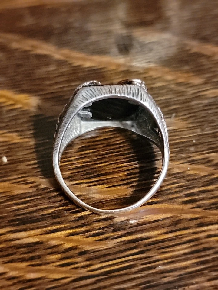 Black Hills Gold Sterling 925 RGC 12k 10k Onyx Flying Eagle Men's Ring Size 10.5 - Image 4 of 4
