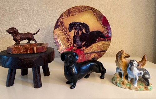 Vintage Dachshund & Assorted Canine Collectibles with 8 inch Danbury Mint Plate