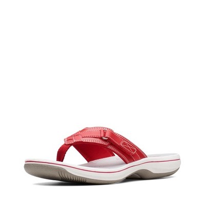 Clarks Women's Breeze Sea FlipFlop, Red Synthetic, 8