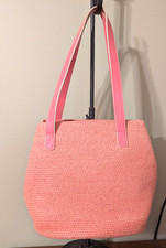 Talbots Borsa Donna Primavera/Estate Tessuto Rosa Paglia Piedi/Db Manici Pelle