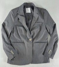 MNG Mango Women s US Size 10 Single Breasted Fitted Blazer Jacket Grey Classic