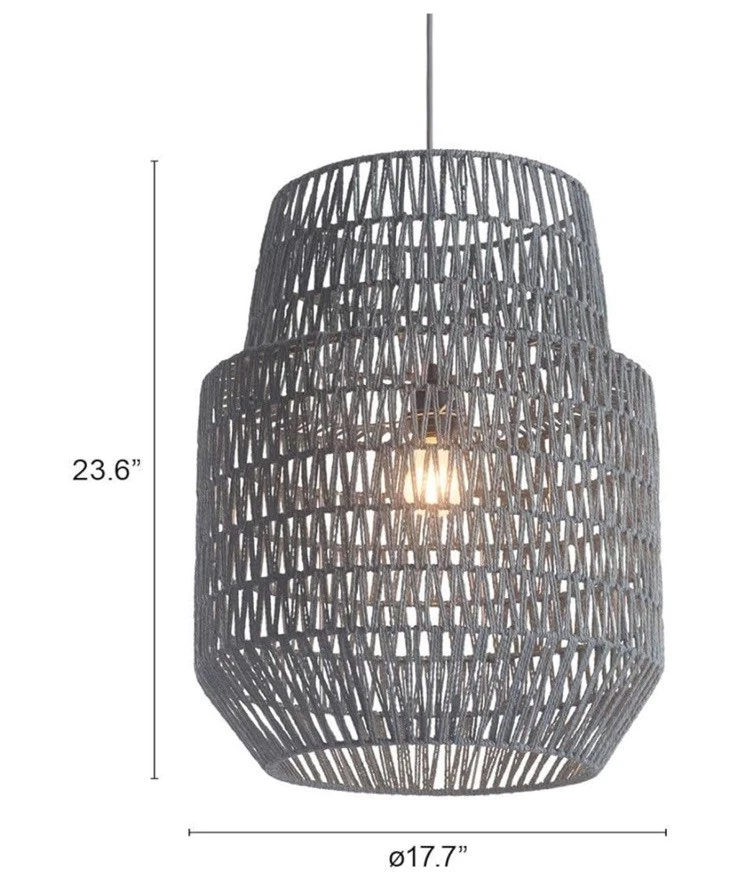 Lámpara de Techo Daydream, Hilo Tejido Poliéster Gris Patrón Zig Zag (23.6”x17.7”) Foto 2 de 3