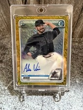 Alex Vesia 2020 Topps Bowman Chrome Prospect Gold Shimmer Refractor Rookie Card. rookie card picture