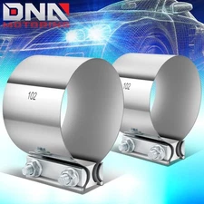 2Pcs 4" OD to 4" OD Stainless Steel Butt Joint Band Exhaust Muffler Pipe Clamp