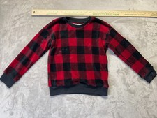 Abercrombie Kids Sleep Top 7/8 Red Black Buffalo Plaid Fleece Pajama Shirt