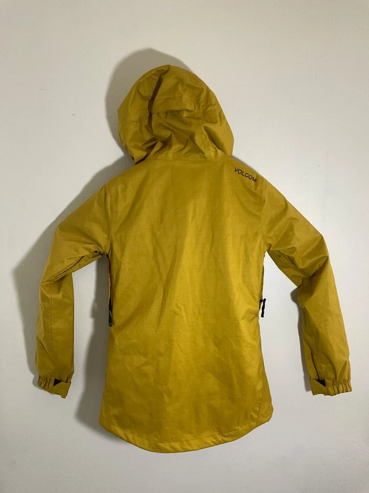Volcom Womens EQS Fit Hooded Snowboarding Jacket Yellow S Weatherproof - Image 3 of 3
