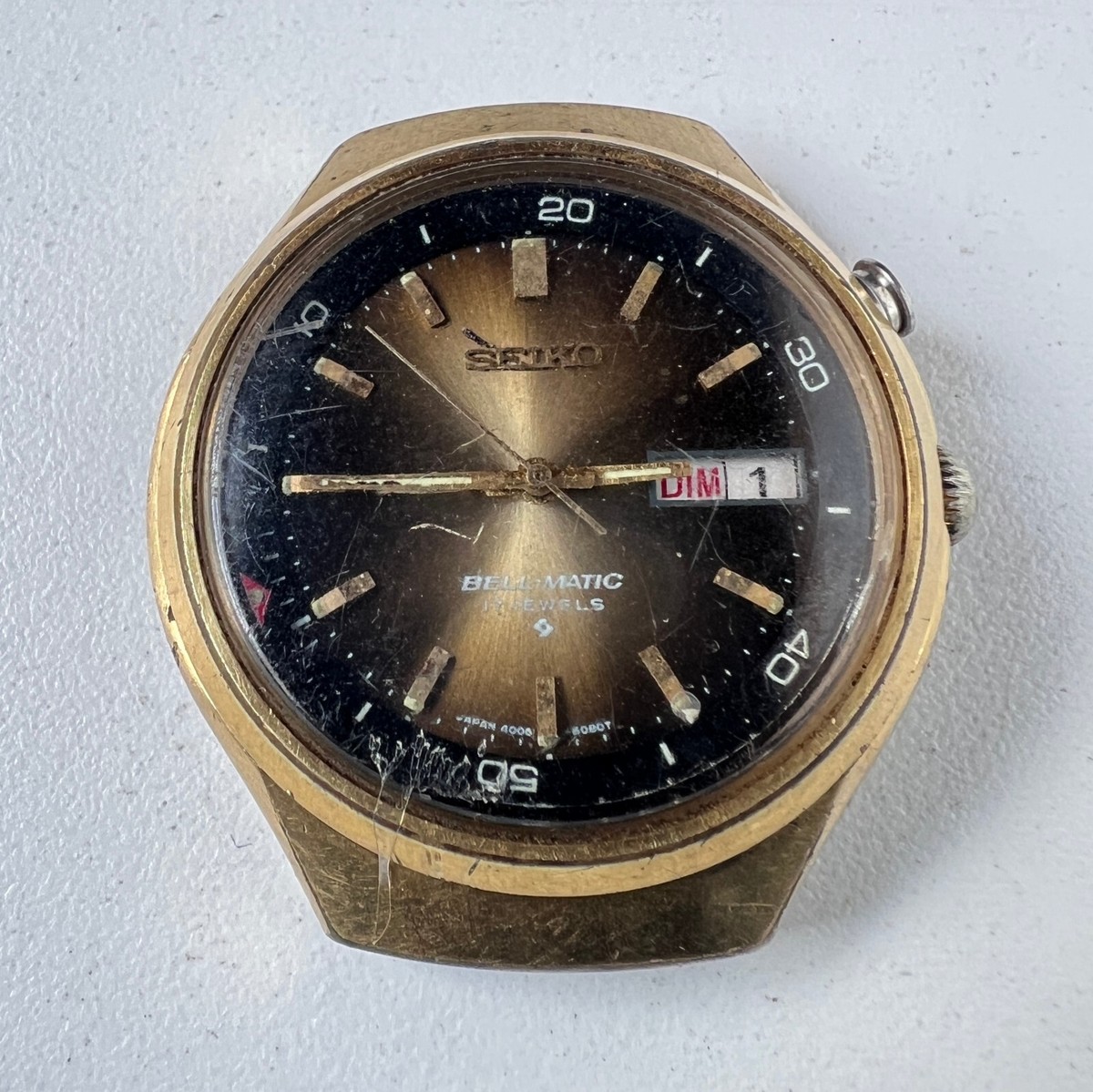 SEIKO 4006-6080 Automatic Watch Vintage Mens Bell-Matic Brown Dial