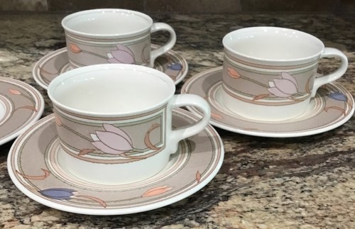 3 SETS PLUS 1 MIKASA INTAGLIO MEADOW SUN 3 CUPS 4 SAUCERS CAC02 LOOK UNUSED - Picture 2 of 7
