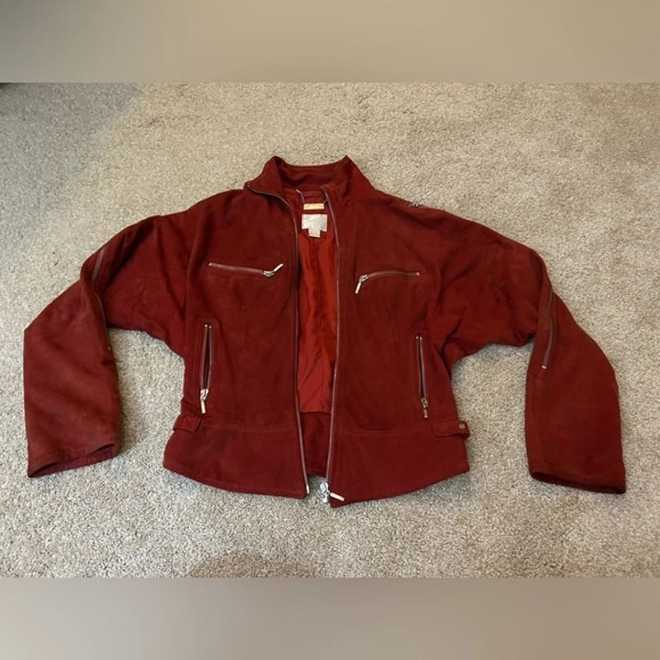 MNG Chaqueta de Cuero Genuino Rojo Talla S Chaqueta de Motociclista Gamuza Foto 2 de 4