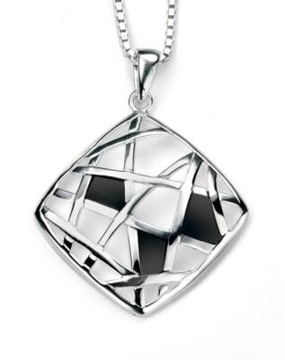 Elements Anhänger Silber und Schwarz Onyx Geometrische Form