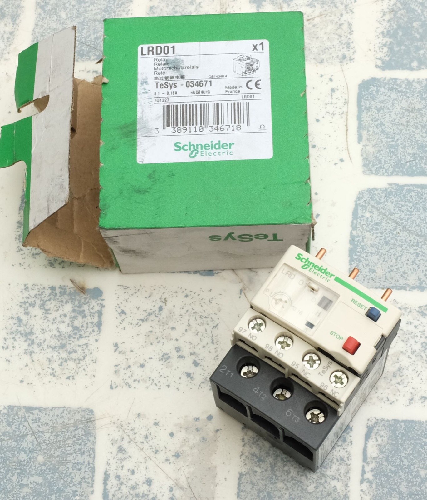 Relais LRD01 Schneider Electric protection thermique triphasé 0,1 à 0,16A
