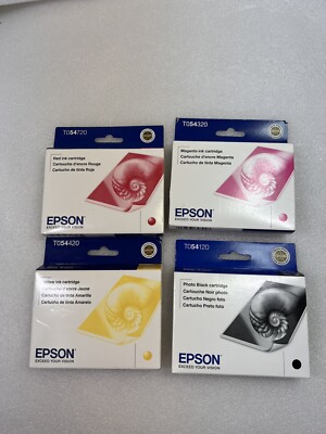 Epson Stylus Photo R1800 and R800 Printer Ink 54 T054 Ink Cartridges 4 Pack SET