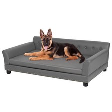 Elevated Dog Sofa Bed Microfiber Leather Couch Pet Joint Support Bed Waterproof