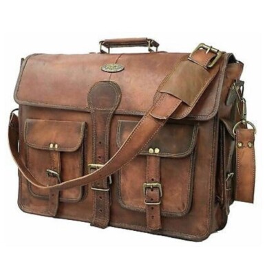 Men's Briefcase Satchel Genuine Leather Vintage Laptop Handmade Messenger Bag