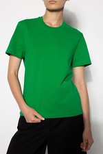  NO CUSTOMS TAX BOTTEGA VENETA Sunrise solid green jersey cotton t-shirt Medium