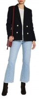 Sandro Paris Aquarelle Double-Breasted Knit Blazer Size 38 US 6 Black