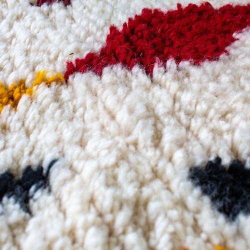 Morrocan Rug Berber Geometric Multicolor Azilal Handmade Moroco Wool Beni Rug - Picture 7 of 10