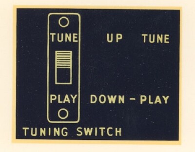 Wurlitzer wallbox 3020 Tuning Switch decal for inside of back plate