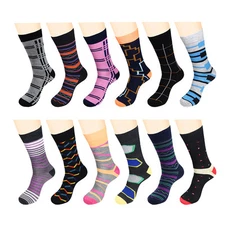 New Mens Funky Dress Socks Fashion Casual 12 Pairs size 10-13