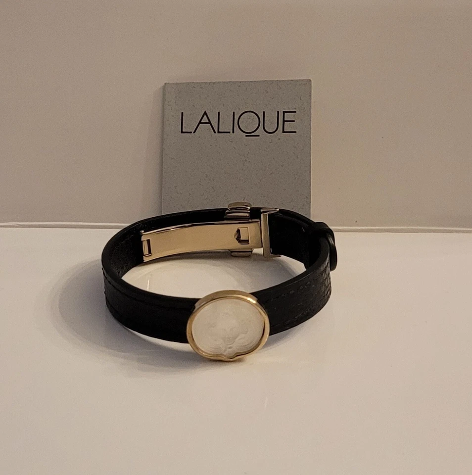 Lalique Crystal Bracelet PSYCHE On Black Calf Leather Strap - Image 3 of 4