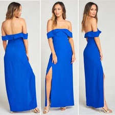 NWT $198 Show Me Your Mumu Upton Off the Shoulder Gown In Blue Size Medium