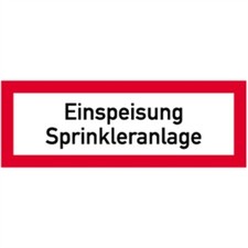 Schild Einspeisung Sprinkleranlage, Alu, 297x105 mm
