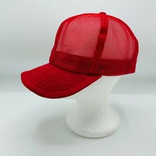 Vintage Full Mesh Louisville Mfg. Red Trucker Hat Snapback USA Standard Adult