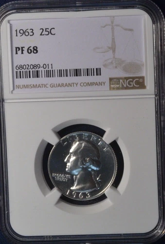 1963 Proof Washington Silver Quarter NGC PF 68