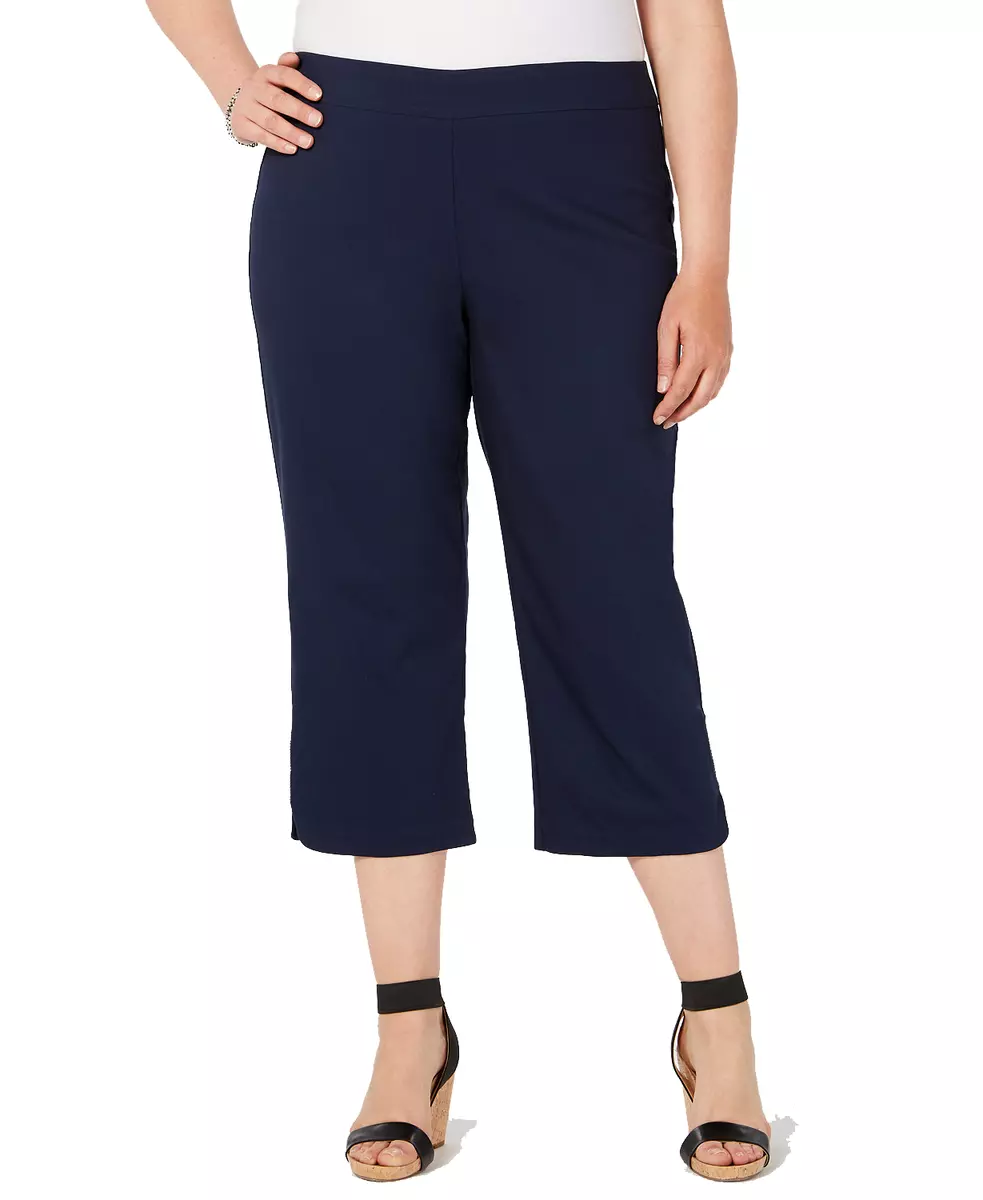 JM Collection Womens Plus Rhinestone Embellished Capri Pants 4X