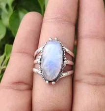 Rainbow Moonstone Ring 925 Sterling Silver Handmade Wonderful Ring All Size R103