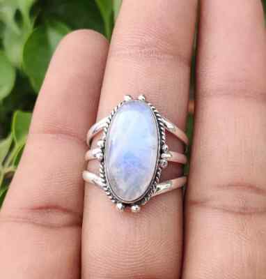 Rainbow Moonstone Ring 925 Sterling Silver Handmade Wonderful Ring All Size R103