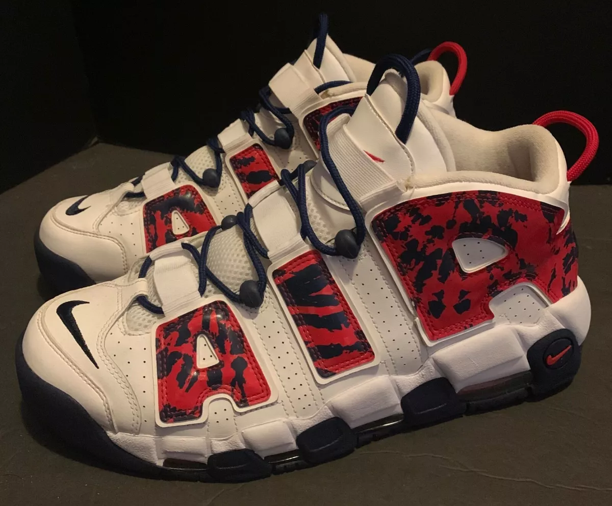 nike uptempo blue and red