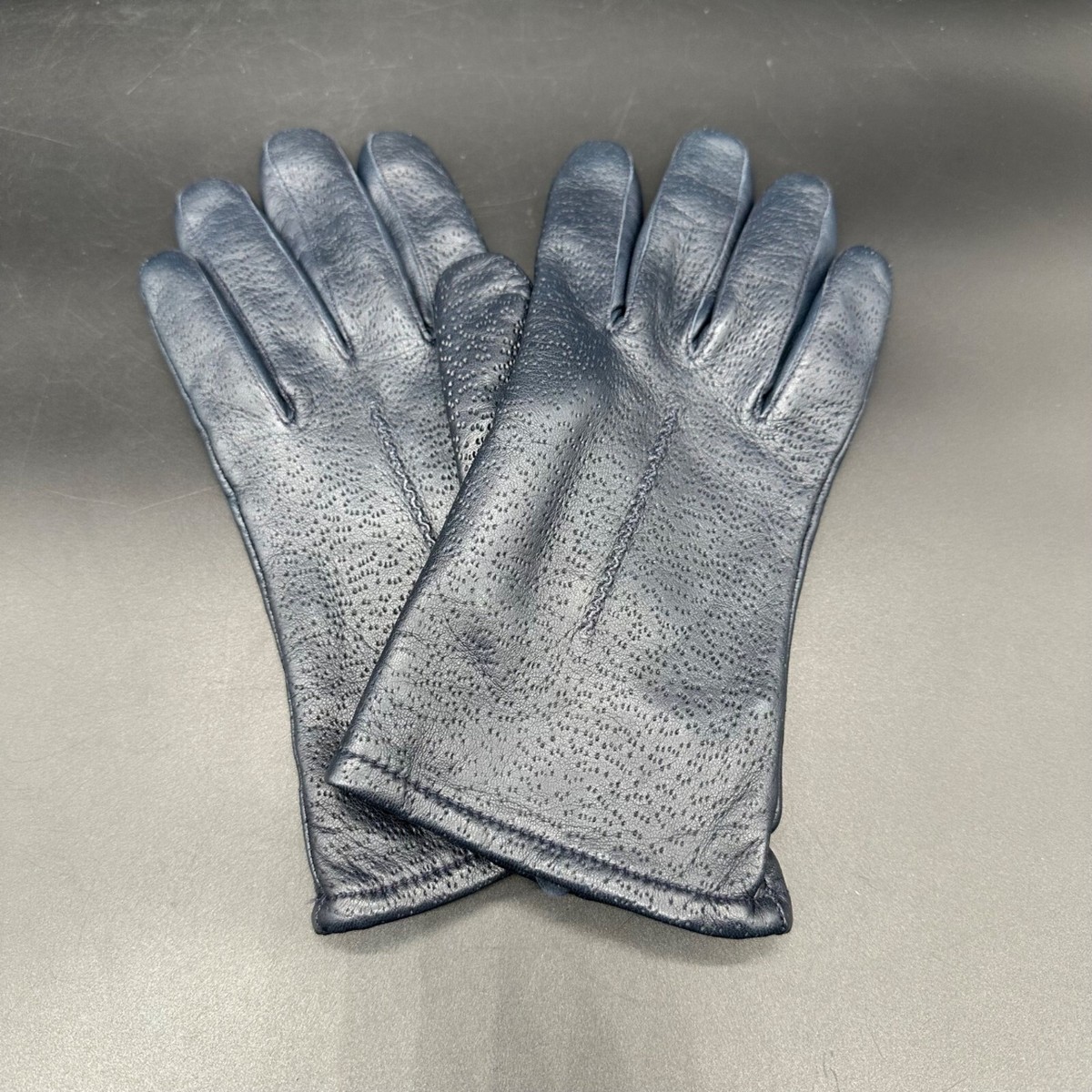Hand Gloves Ladies Blue Leather Gloves Vintage Blue Leather Gloves