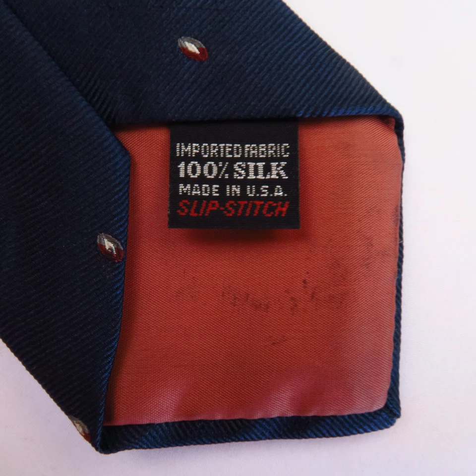 Corbata corta vintage Andhurst azul marino rojo patrón foulard 58x3,25 años 70 80 Foto 4 de 4
