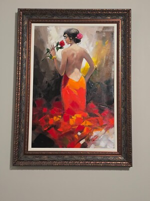 ''As Delicate as a Rose'' by Anatoly Metlan | Oil Painting on Canvas. Framed.