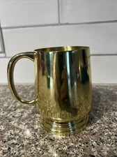Vintage G & D Spain Polished Solid Brass 4 3/4"h Mug Cup Decor Flaw**