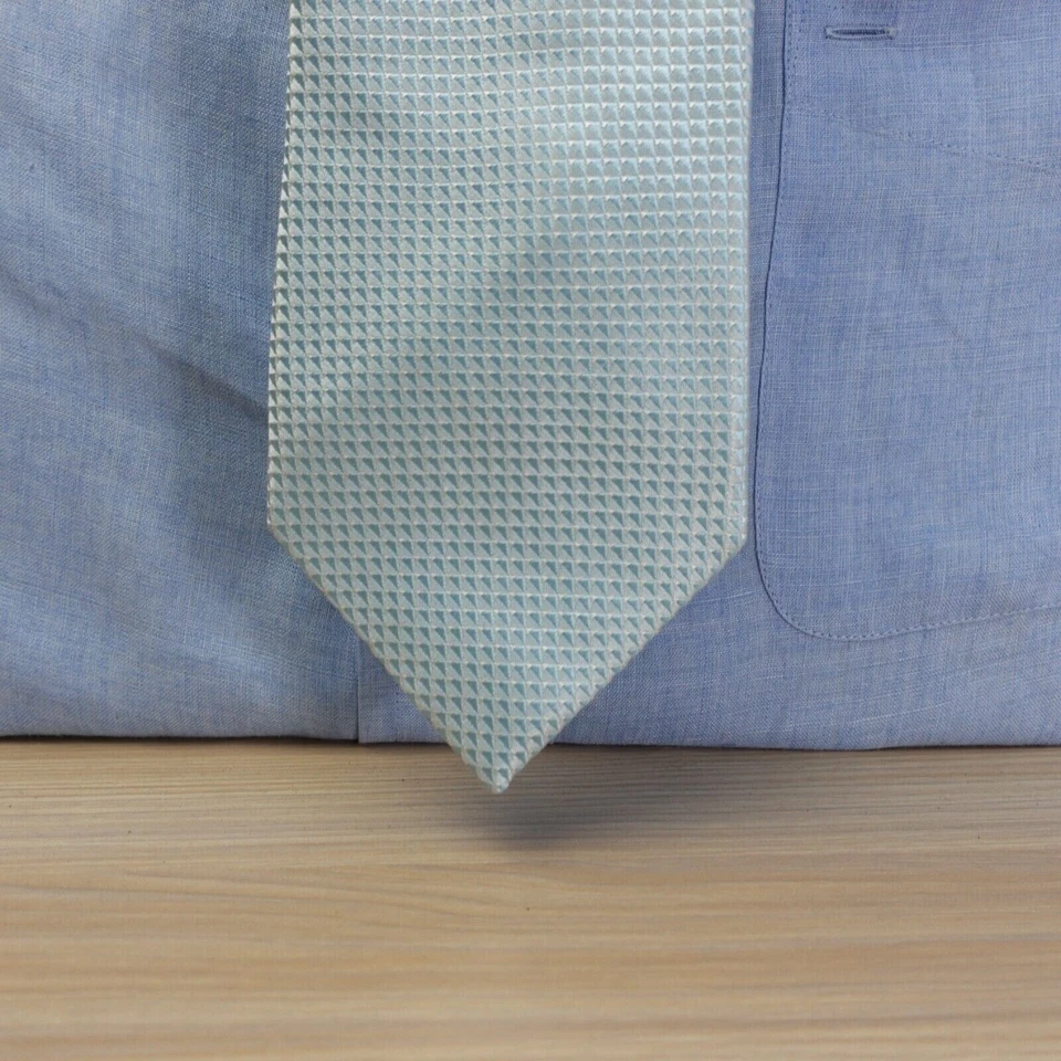 Sean John 领带男式蓝色纯色丝绸婚礼基本套装新郎格林纳丁灯 — 第 3/4 张图片