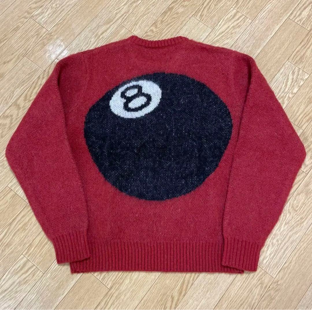 stussy 8 ball sweater red