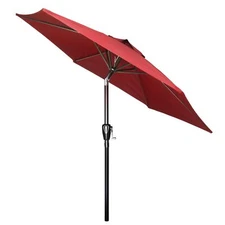 7.5ft Outdoor Umbrella with Push Button Tilt/Crank 6 Sturdy Ribs Red