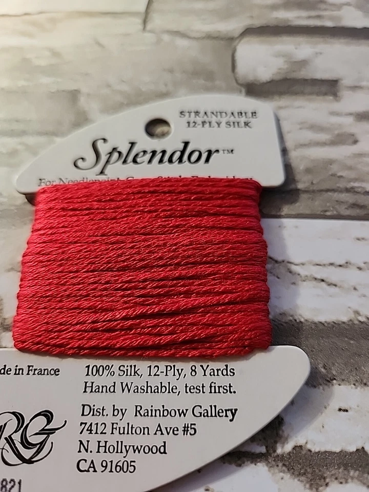 Rainbow Gallery Splendor Medium Red 821 100% Silk Floss 8 yds Needlework - Image 2 of 2