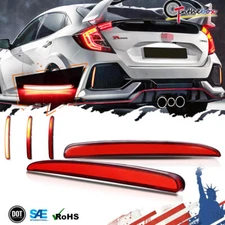 Red Lens LED Brake Turn Signal Stop Tail Lights for 2017-2021 Honda Civic Type-R