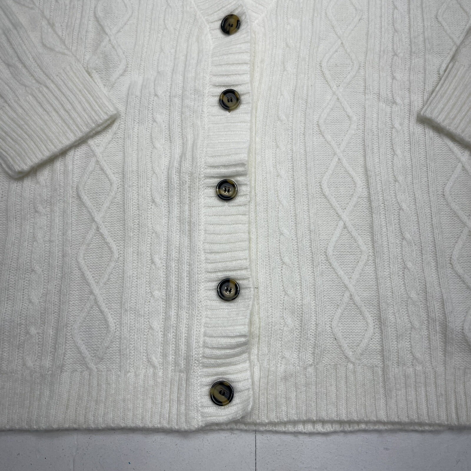 Sanctuary White Cozy Cable Knit Cardigan Women’s XL New Defects