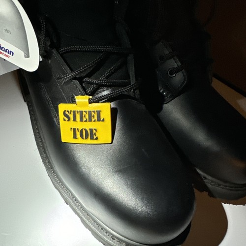 Mens 12 D M Sears Black Leather Smooth Steel Toe 7” Ankle Work Boots Lace-Up - Picture 3 of 12