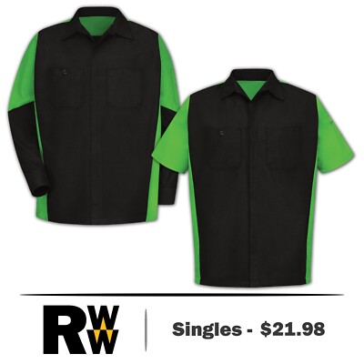 Red Kap Crew Shirt Automotive Technician Mechanic Industrial Work Uniform #A