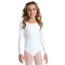 Kids Silver or White Long Sleeve Leotard 4 Children, Many Sizes, New in Package