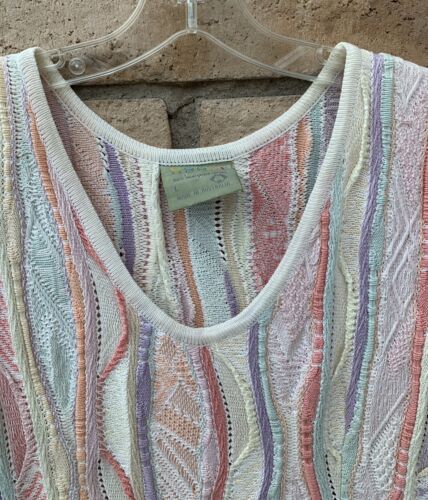 Vintage Coogi Sleeveless Sweater Dress Mini Multicolor Pastel Size L - Picture 5 of 24