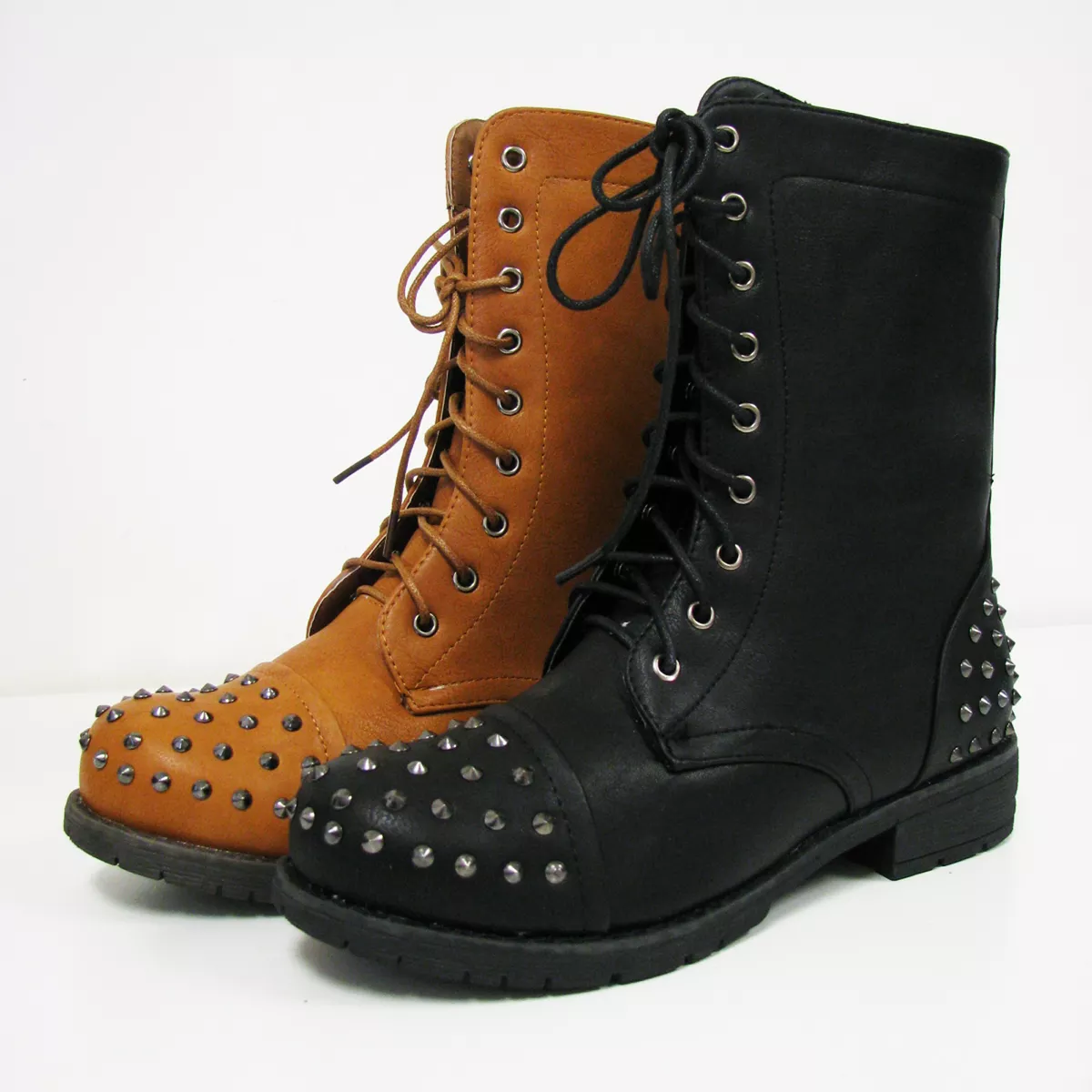 Combat boots with spikes and studs clearance