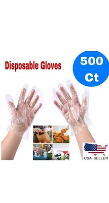 500 Disposable Food Prep Gloves Plastic Food Safe Handing ( One Size Fits Most)