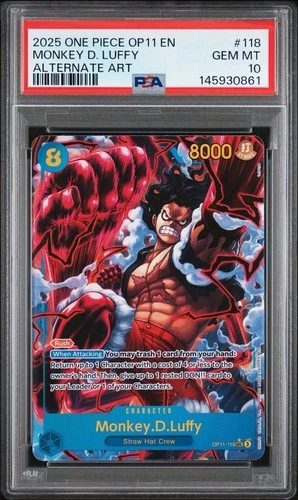 2025 One Piece Monkey D. Luffy Alt Art OP11-118 PSA 10